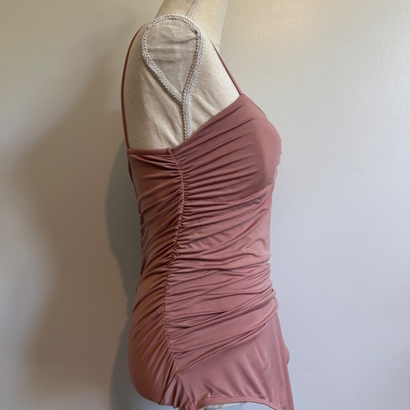 Express Bodysuit Contour Rouching Sweetheart Large Unworn Blush Nude Thong Snaps - Picture 4 of 7